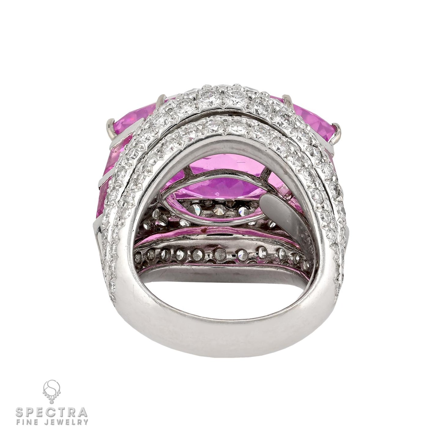 26.02ct No-Heat Marquise Pink Sapphire & Diamond Ring in 18k White Gold