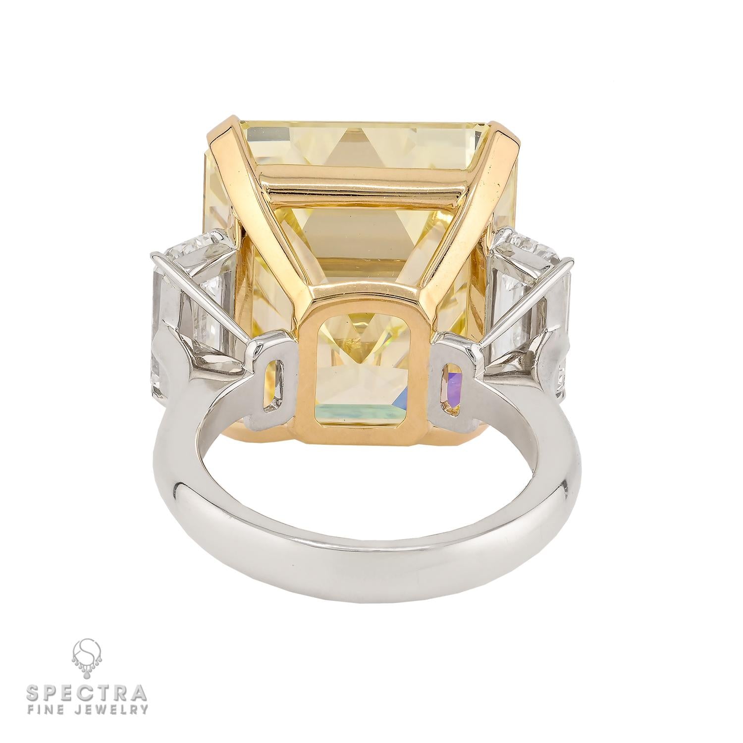 25.02ct Intense Yellow Diamond Three-Stone Ring