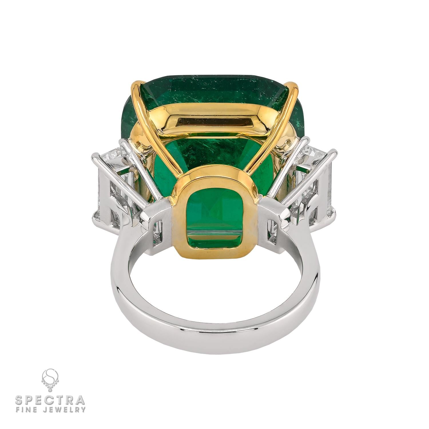 Spectra Fine Jewelry 23.88ct Colombian Emerald and Diamond Three Stone Ring