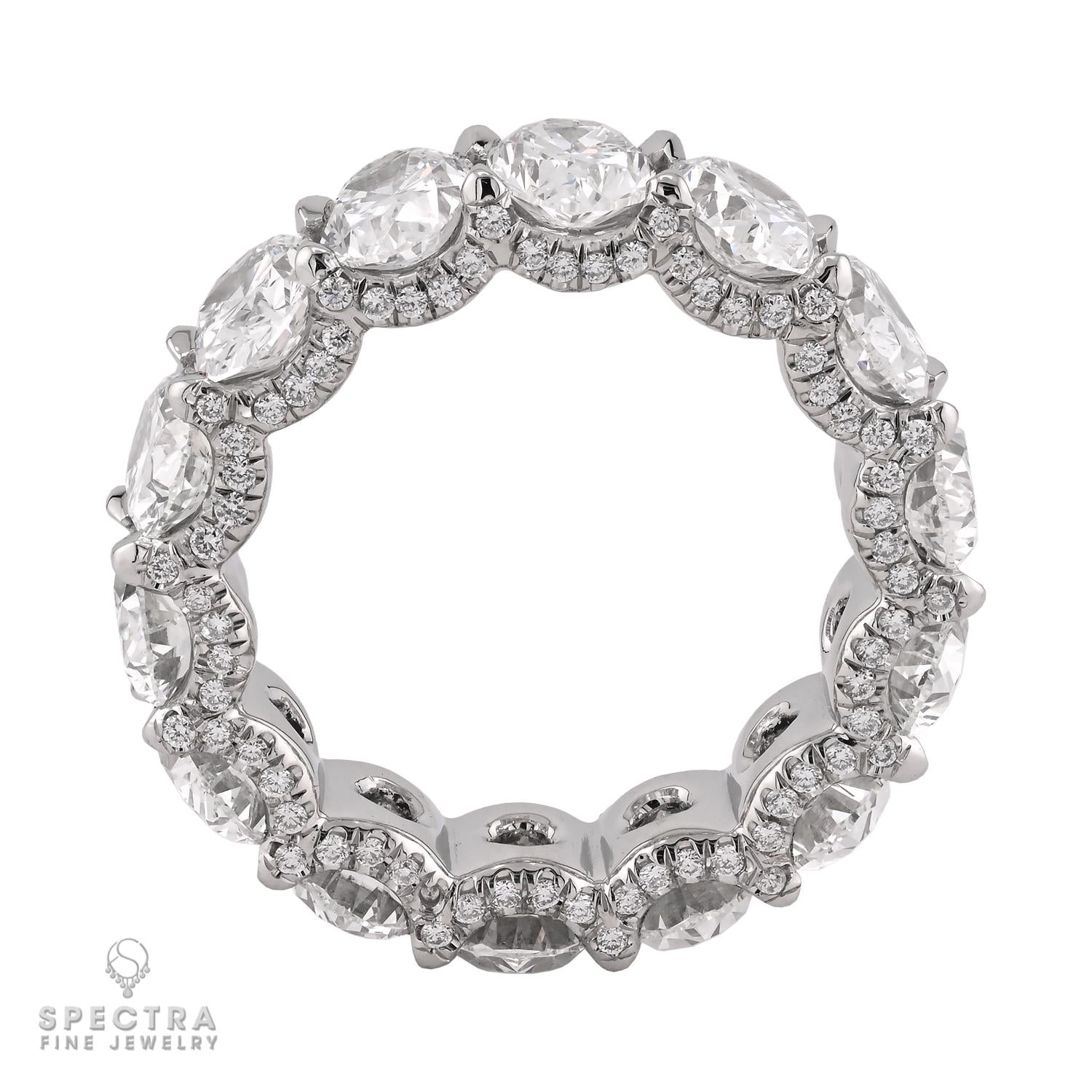 Oval Diamond Eternity Ring in Platinum, 7.70 Carats