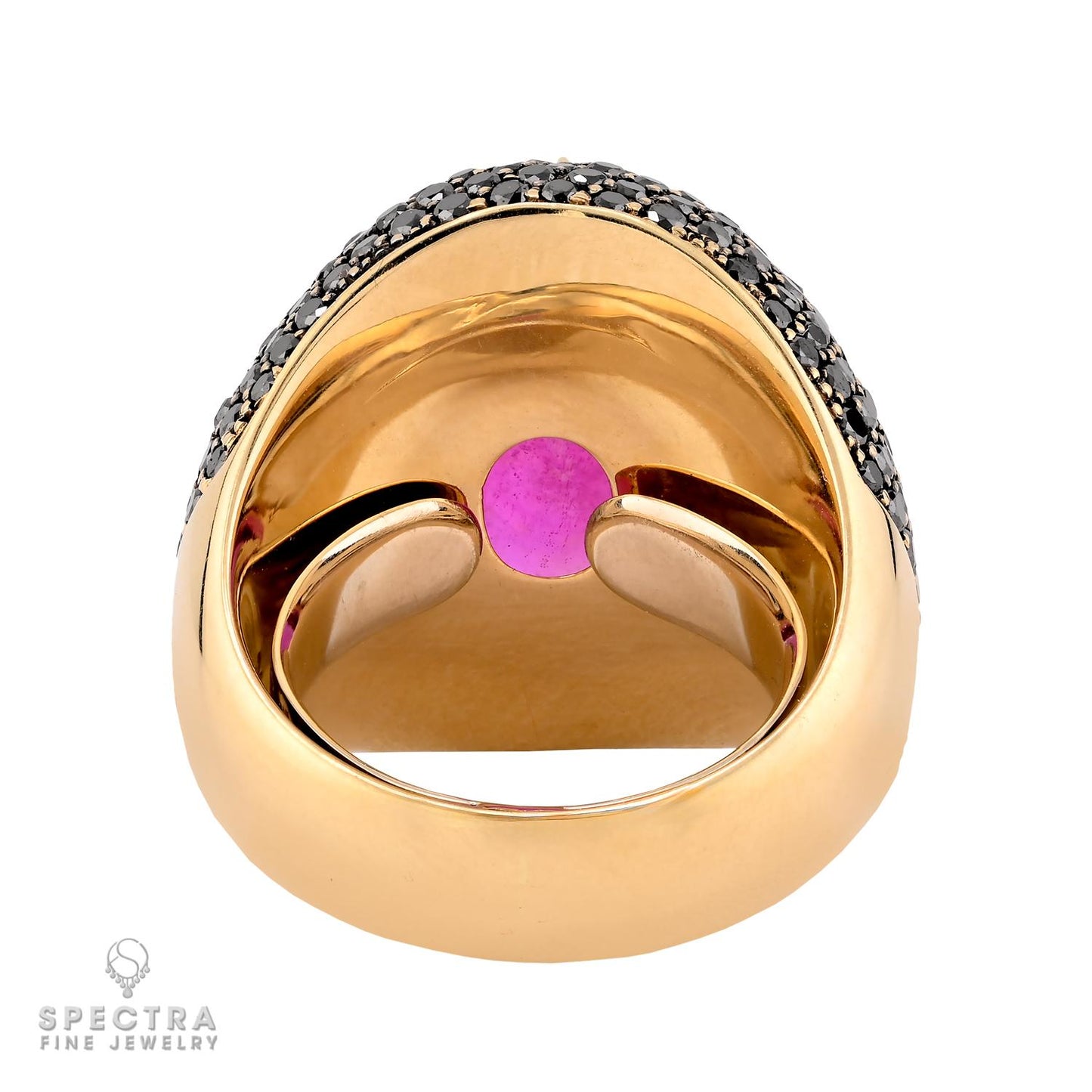 Ruby and Pave Black Diamond Ring in 18K Gold, 12.00 Carats