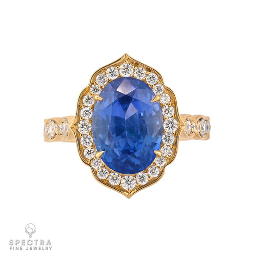 6.0ct No-Heat Ceylon Sapphire and Diamond Ring | Spectra Fine Jewelry