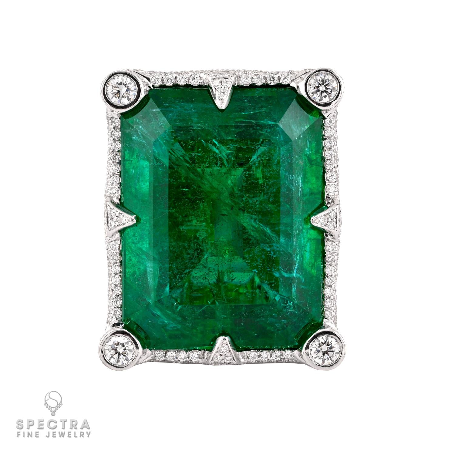49.97 ct. Zambian Emerald & Diamond Ring by Spectra Fine Jewelry