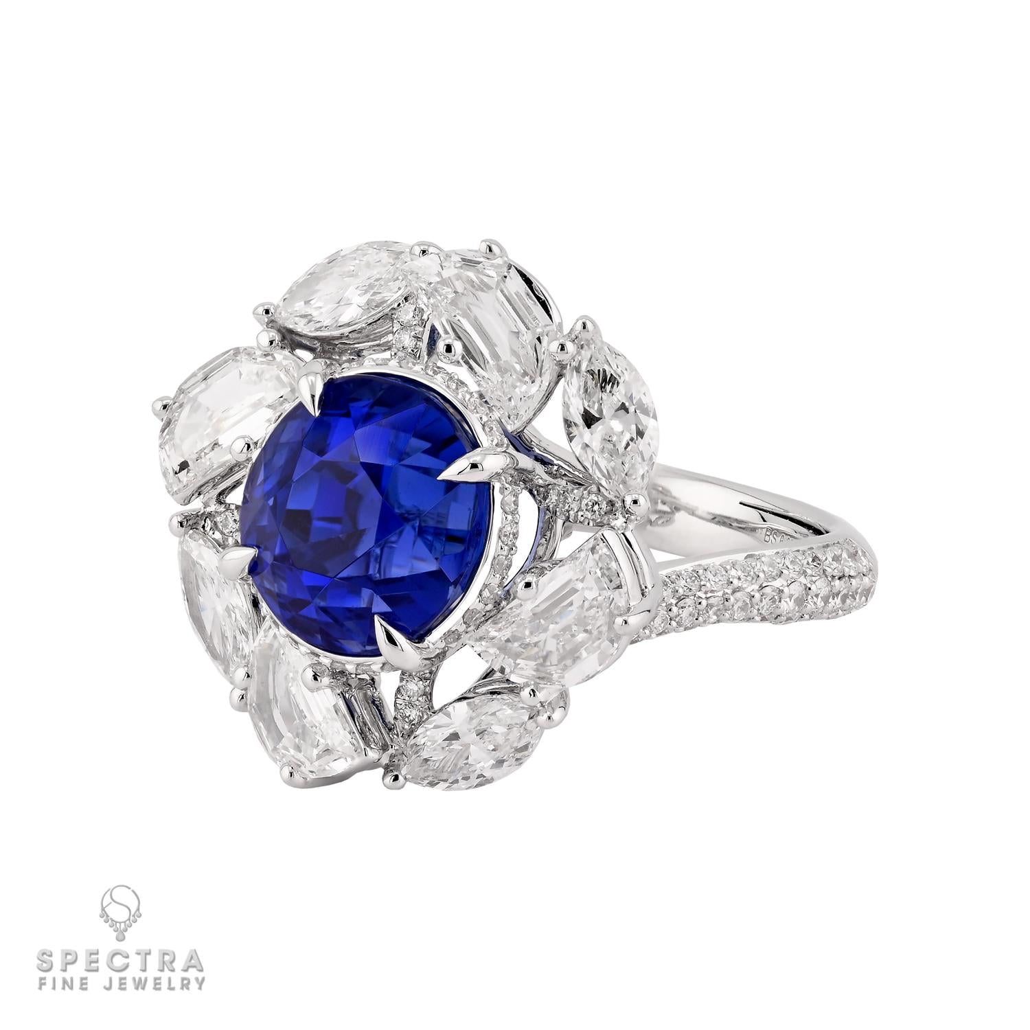 Spectra Fine Jewelry 6.60 ct Ceylon Sapphire, Diamond Halo