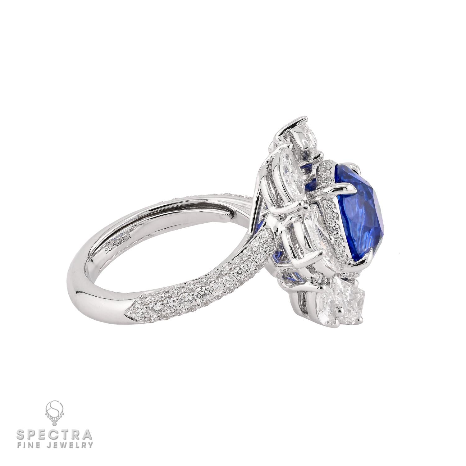 Spectra Fine Jewelry 6.60 ct Ceylon Sapphire, Diamond Halo