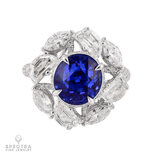 Spectra Fine Jewelry 6.60 ct Ceylon Sapphire, Diamond Halo
