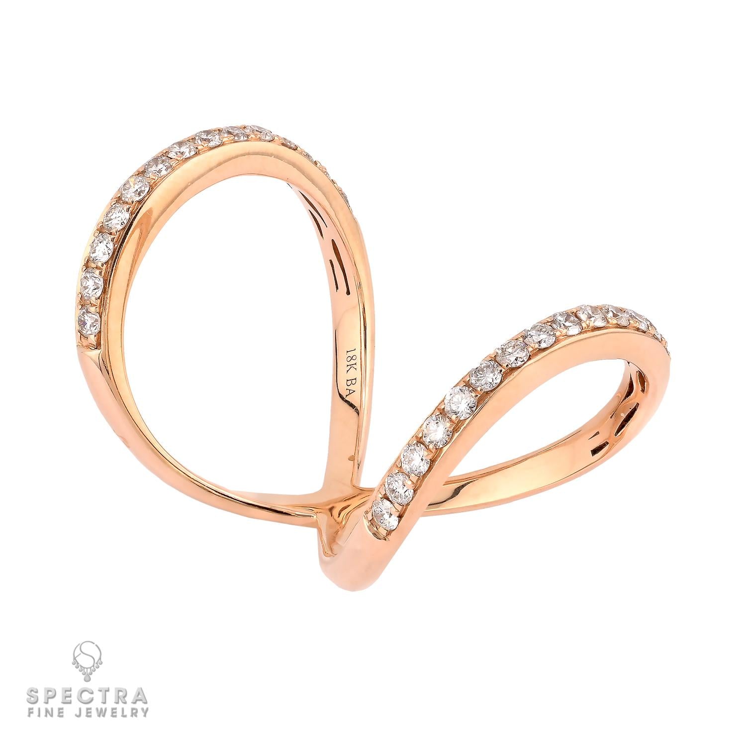 Diamond Loop Bypass Ring - 18K Rose Gold, 1.62 ct.