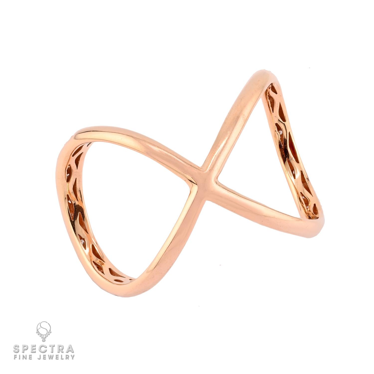 Diamond Loop Bypass Ring - 18K Rose Gold, 1.62 ct.