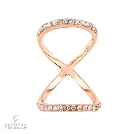 Diamond Loop Bypass Ring - 18K Rose Gold, 1.62 ct.