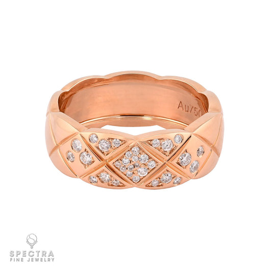 Diamond Wedding Band in 18K Rose Gold, Size 6.5
