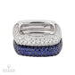 Diamond & Sapphire Square Ring Set, 18K White Gold