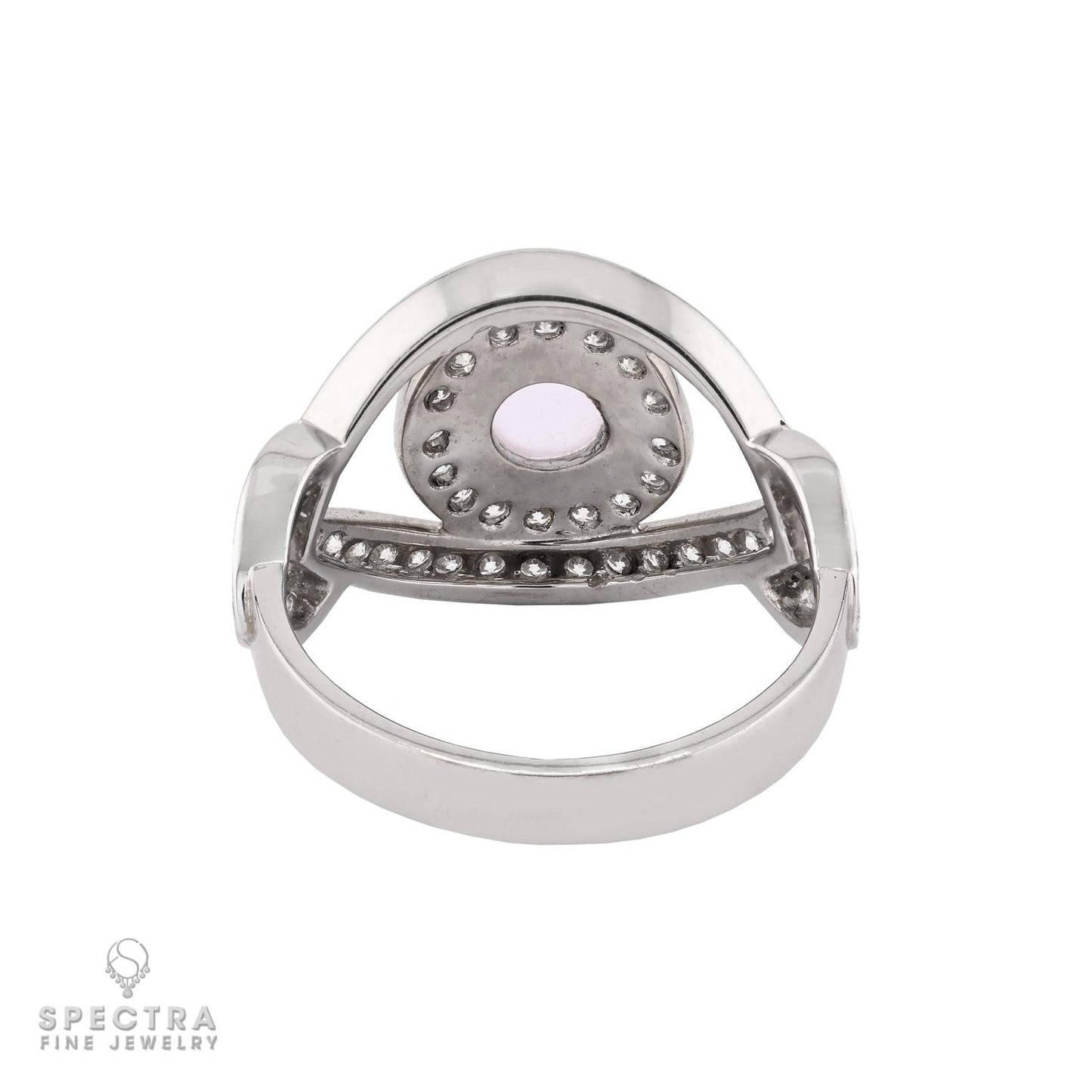 Moonstone & Diamond Evil Eye Ring in 18K White Gold