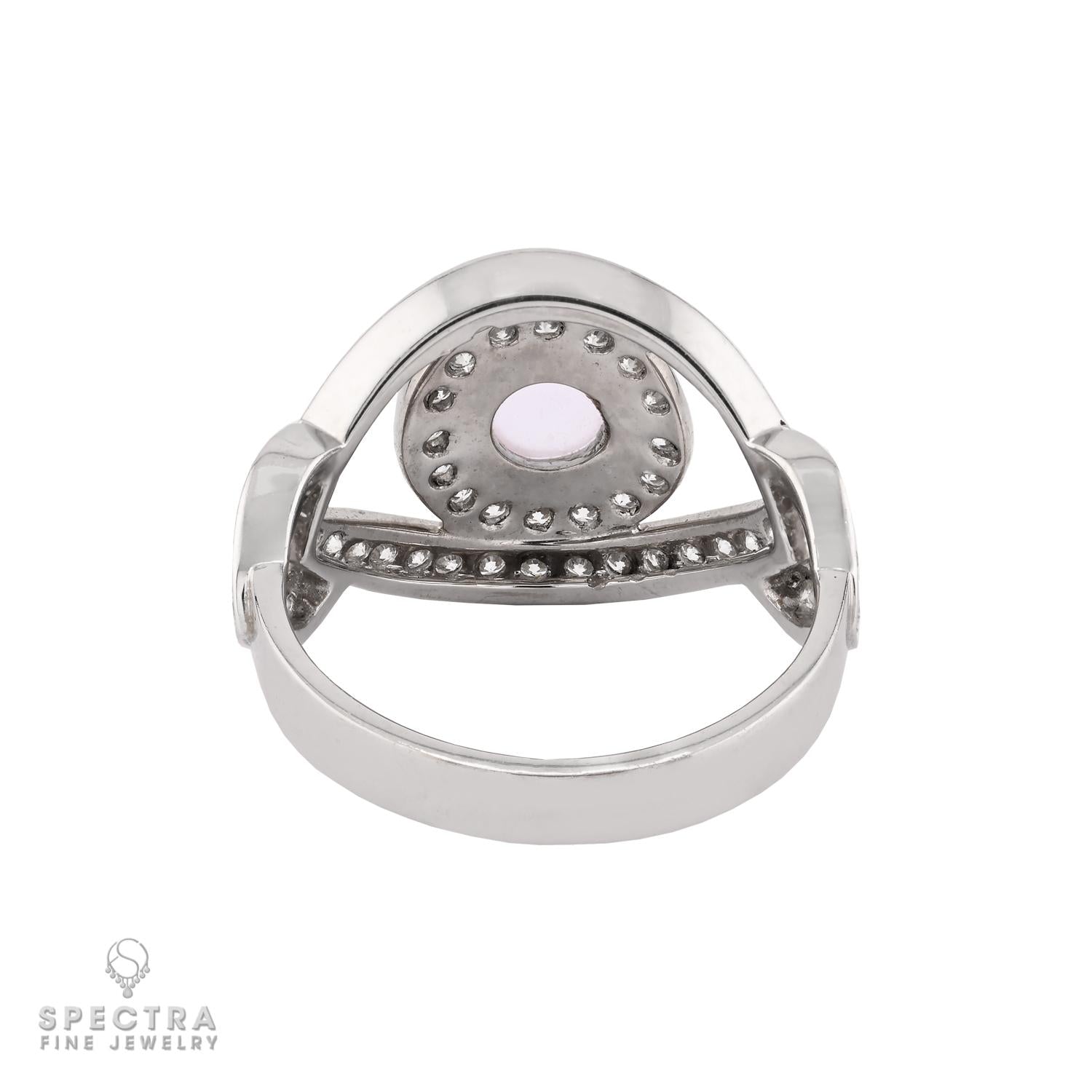 Moonstone & Diamond Evil Eye Ring in 18K White Gold