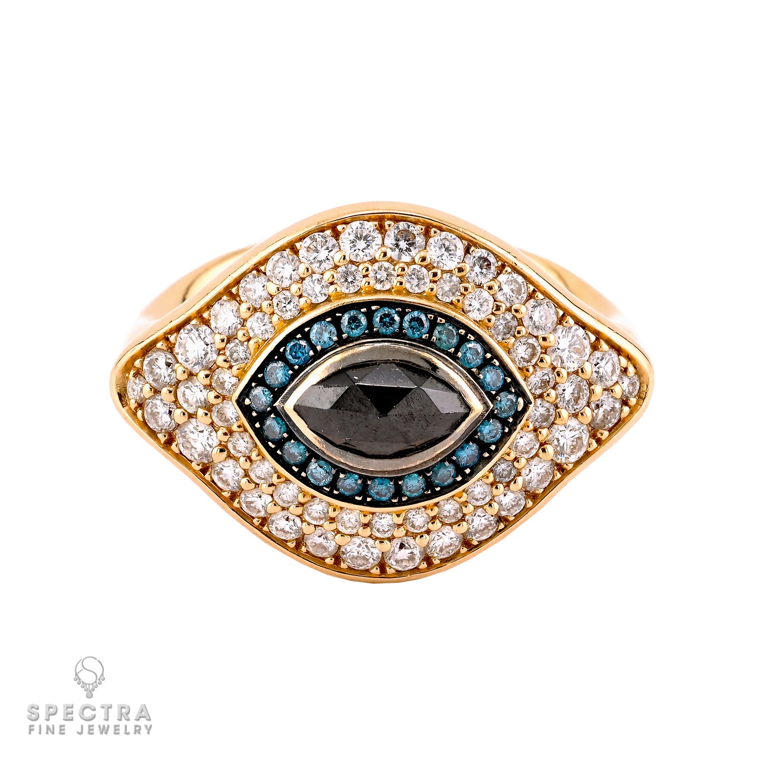 Evil Eye Diamond Ring in 14K Rose Gold