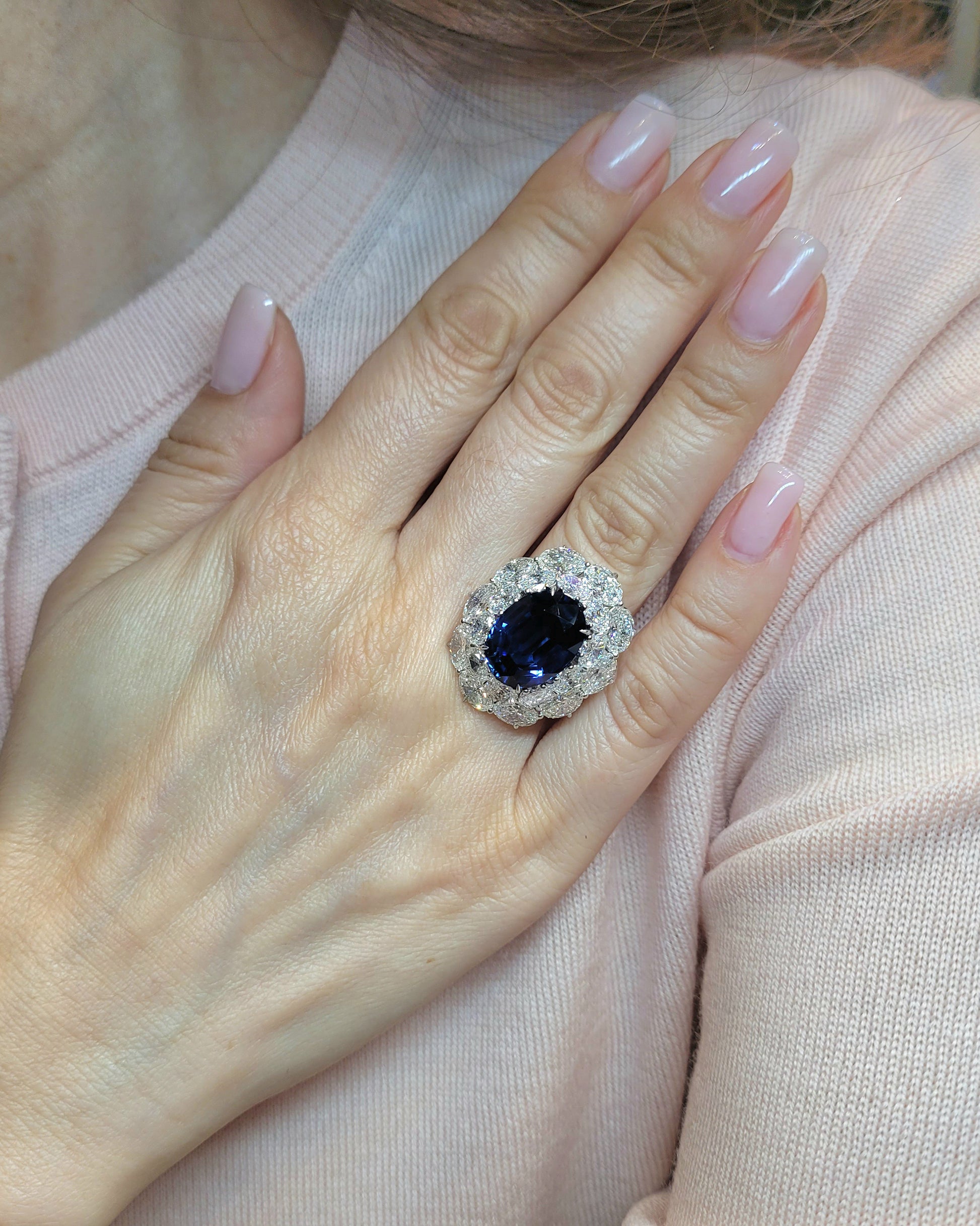 12.37 ct. No-Heat Madagascar Sapphire & Diamond Ring | Spectra Fine Jewelry