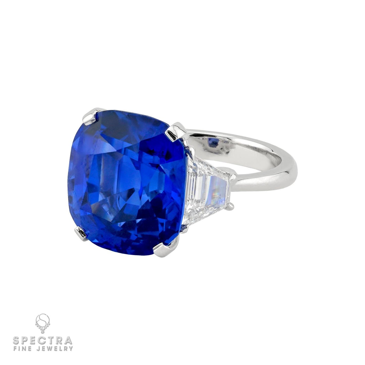 14.80 ct. Royal Blue Ceylon Sapphire Ring, 18k White Gold