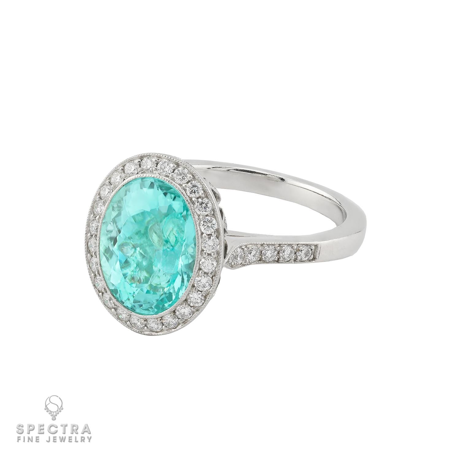 Tiffany & Co. Signed 4.36 carat Paraiba Tourmaline Diamond Ring