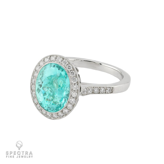 Tiffany & Co. Signed 4.36 carat Paraiba Tourmaline Diamond Ring