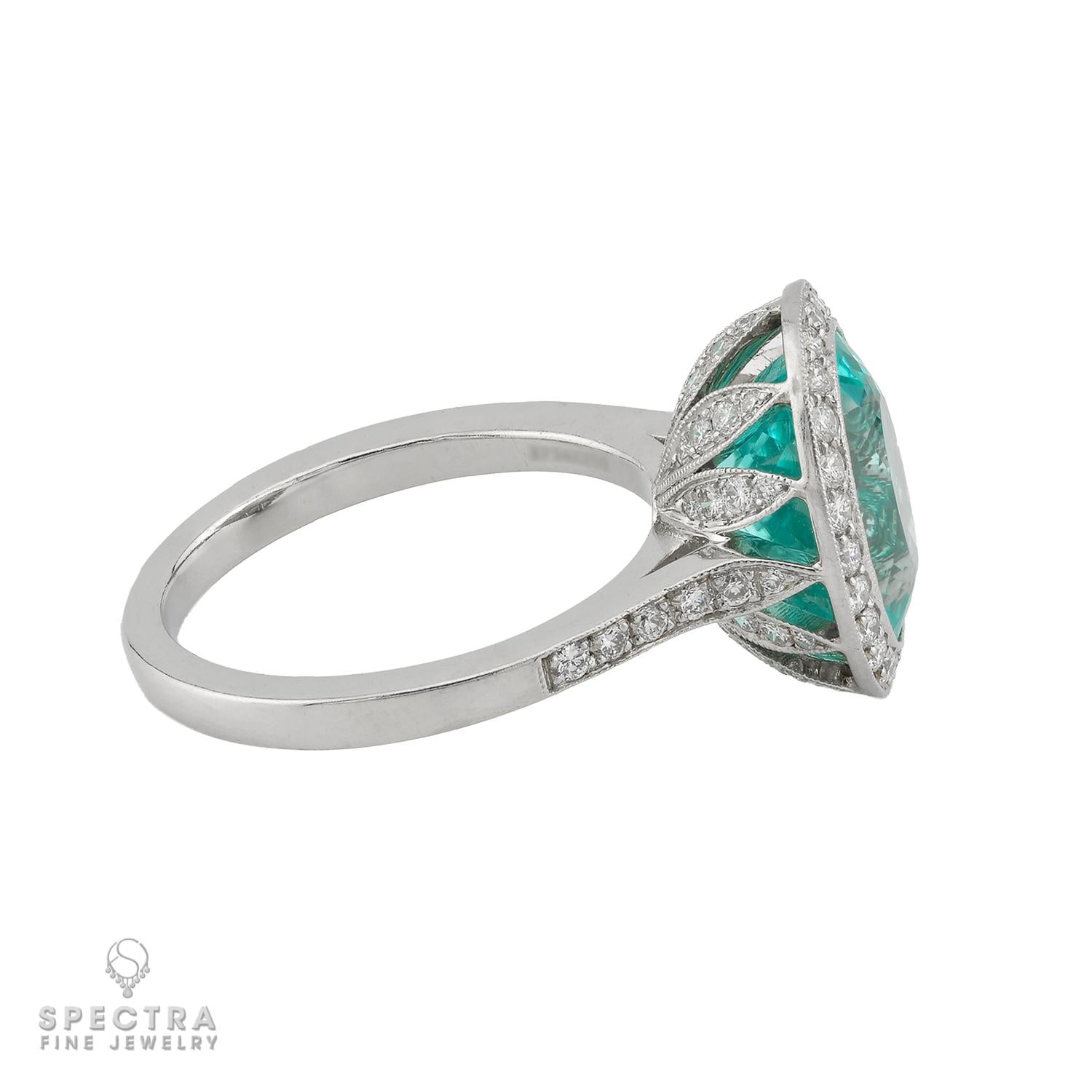 Tiffany & Co. Signed 4.36 carat Paraiba Tourmaline Diamond Ring