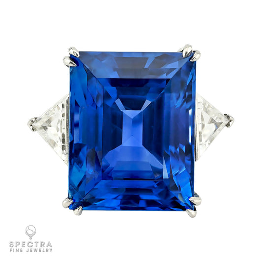 39.0 ct. Ceylon No-Heat Sapphire & Diamond Ring Signed Cartier