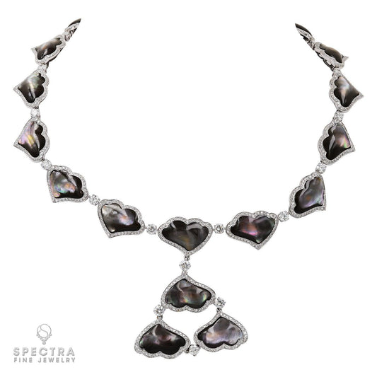 Radiant Reflections: Ambrosi Mother-of-Pearl Diamond Necklace