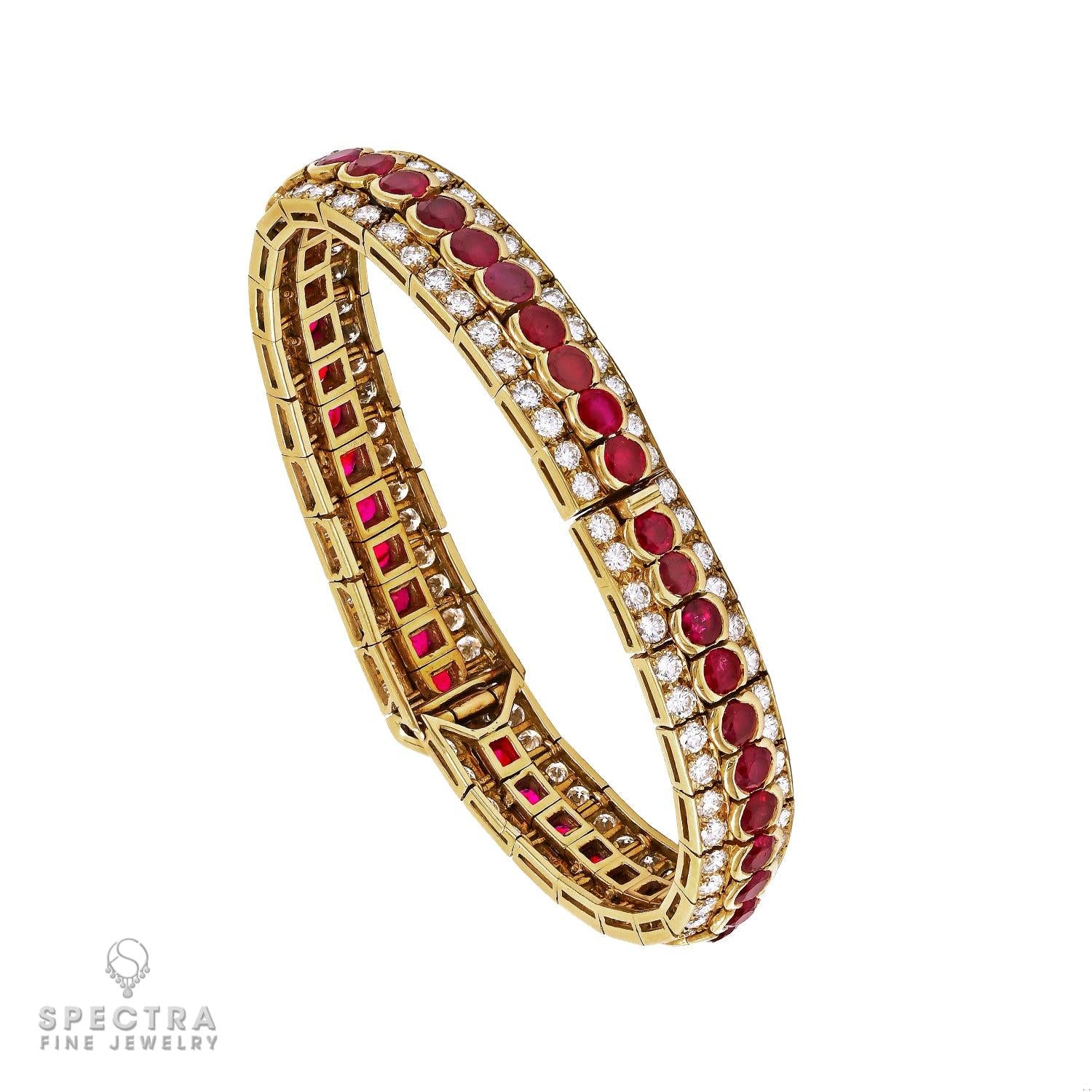 French-Inspired Ruby & Diamond Bracelet – Art Moderne Design