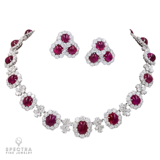 Spectra Fine Jewelry Burmese Diamond Necklace Earrings Demi Parure Suite