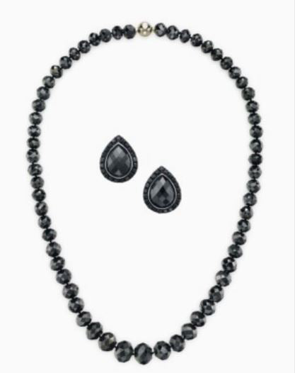 Spectra Fine Jewelry Black Diamond Necklace Earrings Demi Parure Suite