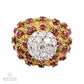Contemporary Diamond Ruby Earrings Ring Brooch Demi Parure Suite