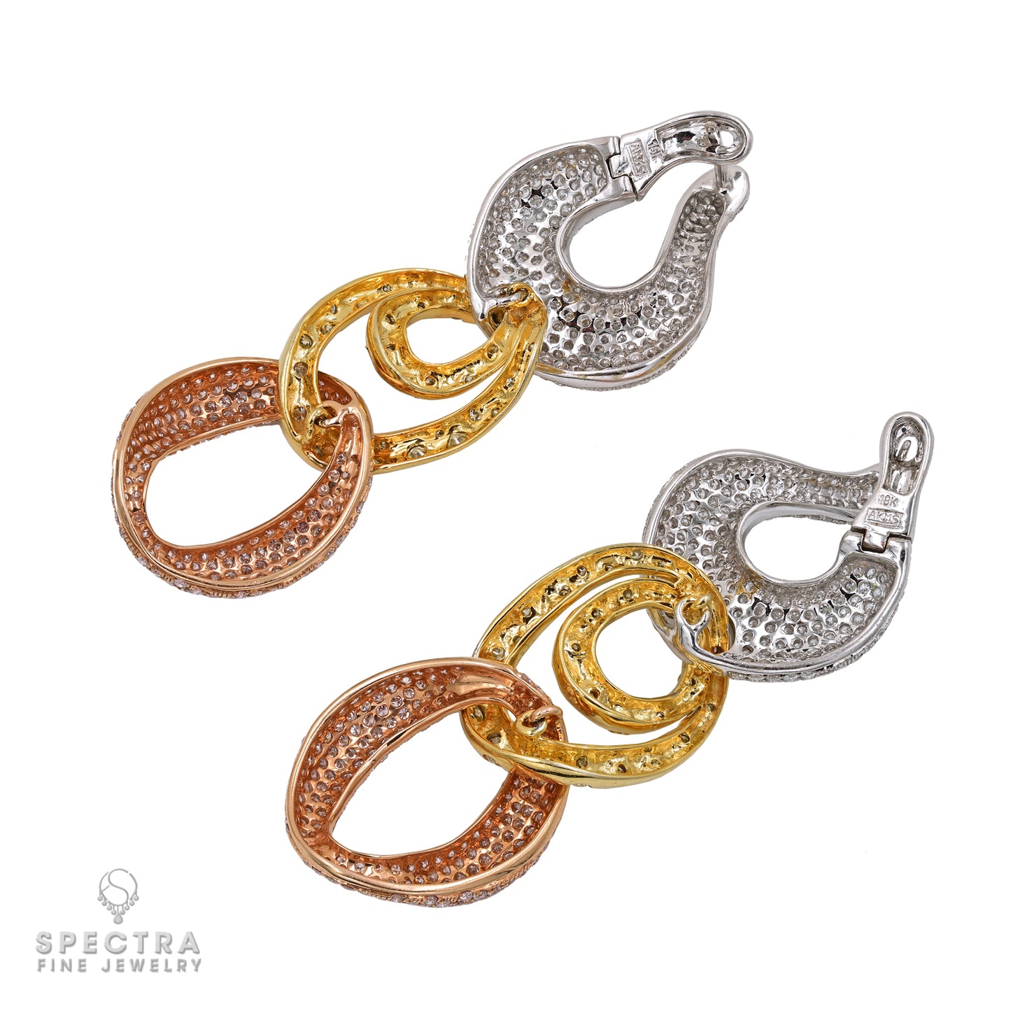 Contemporary Diamond Pave Chain Link Necklace Earrings Demi Parure Suite