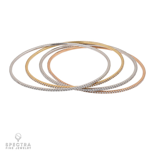 Spectra Fine Jewelry Set of 4 18k Gold Diamond Pave Bracelets