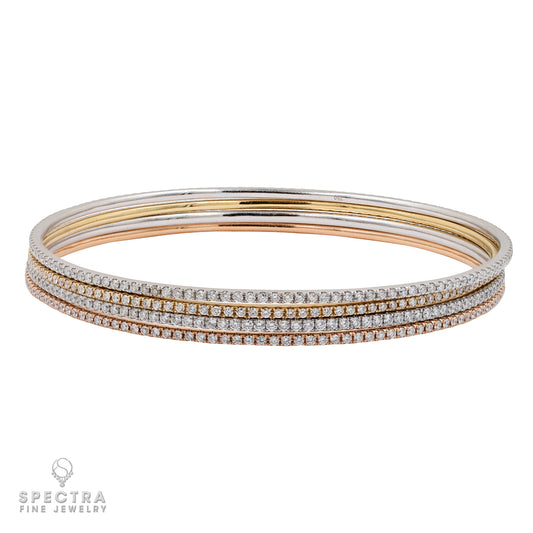 Spectra Fine Jewelry Set of 4 18k Gold Diamond Pave Bracelets