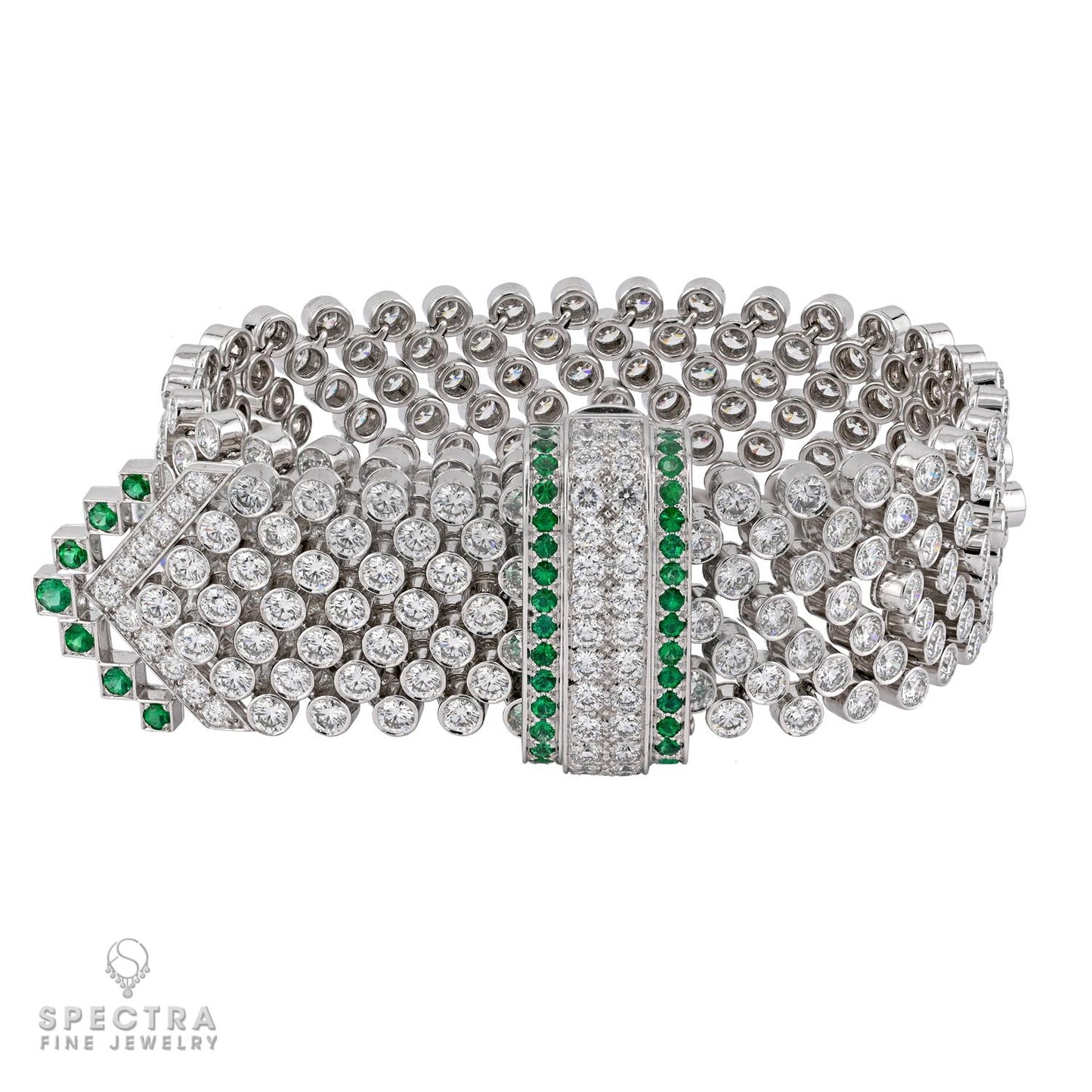 Boucheron diamond and emerald bracelet and earrings