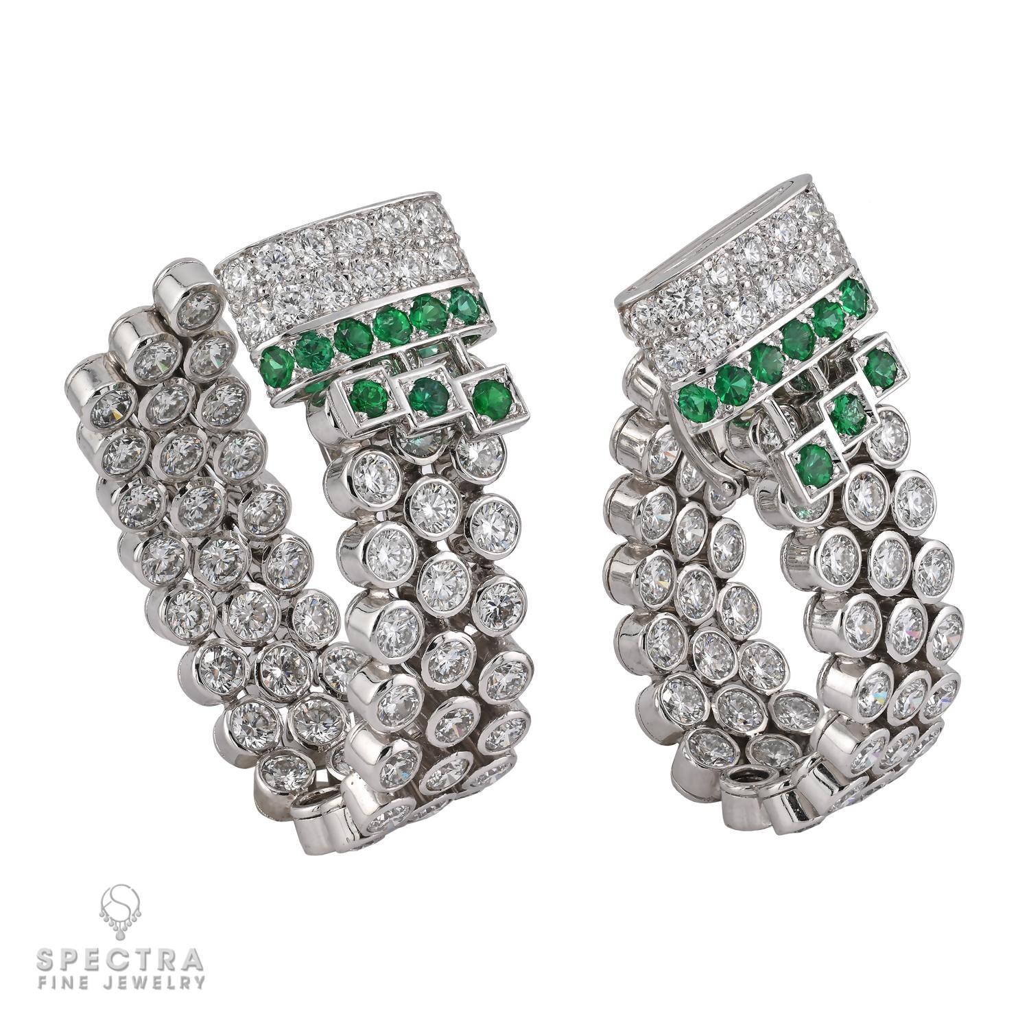 Boucheron diamond and emerald bracelet and earrings