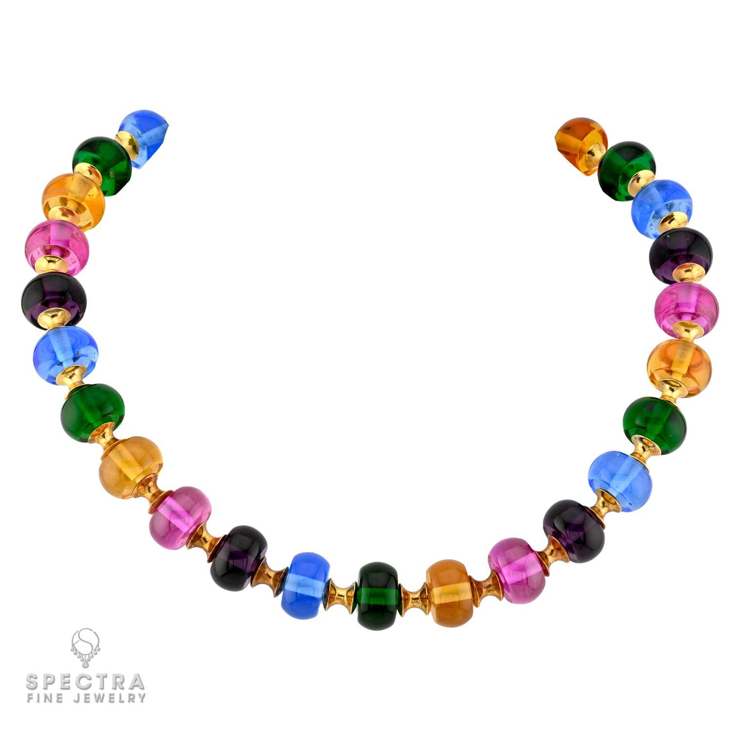 Marina B Multi-Colored Quartz Necklace & Earrings Suite | 18k Gold