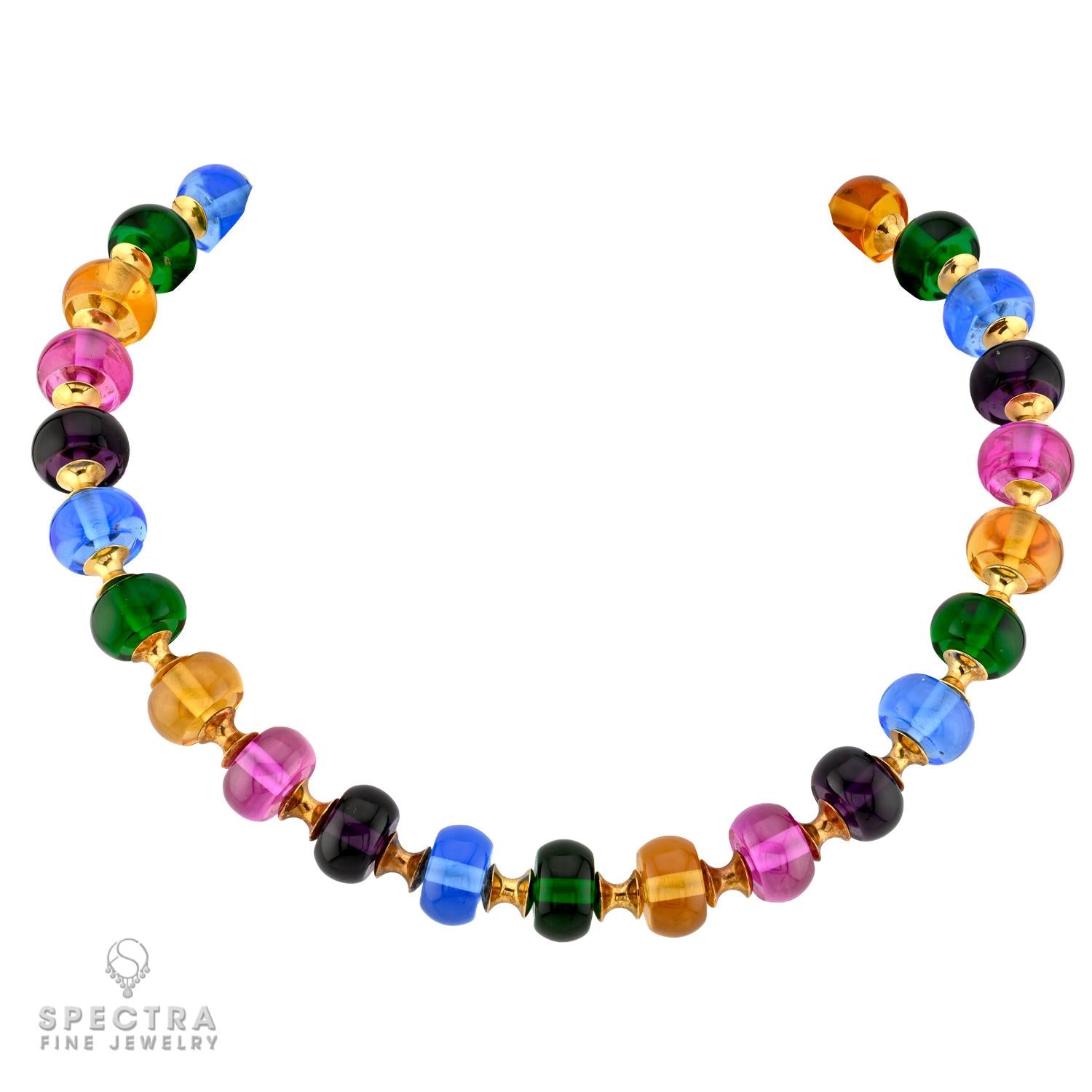 Marina B Multi-Colored Quartz Necklace & Earrings Suite | 18k Gold