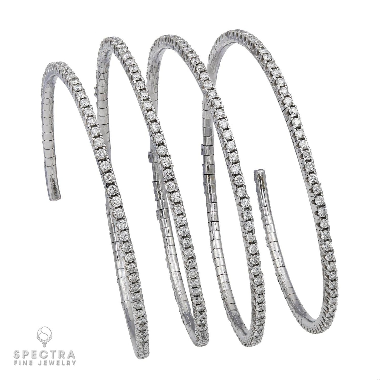 Salavetti Contemporary Flexible Diamond Coil Bangle Bracelet