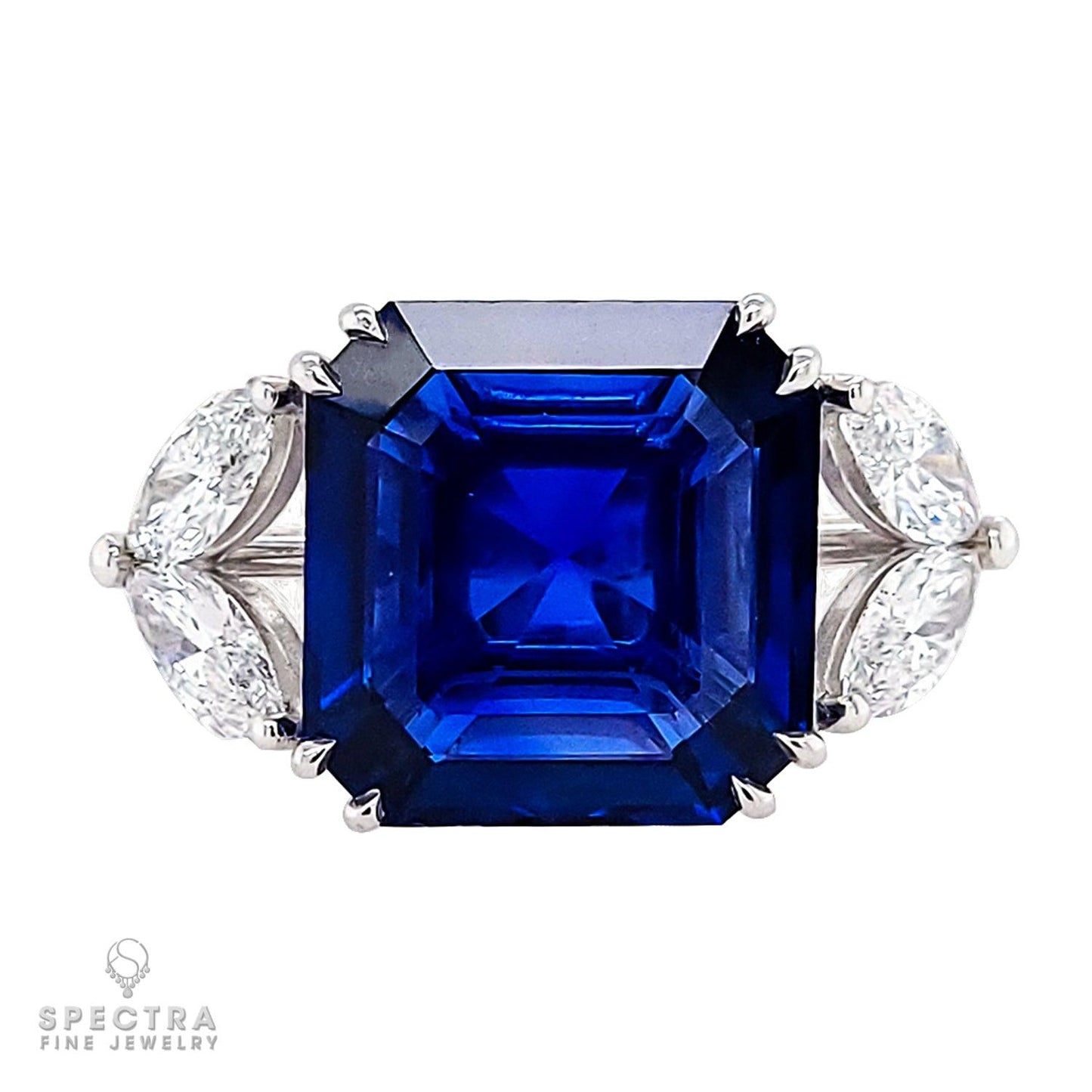 Spectra Fine Jewelry 10 Carat Burma Sapphire No Heat Diamond Ring