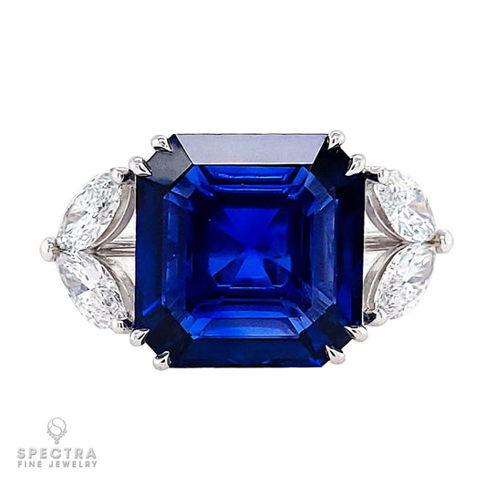 Spectra Fine Jewelry 10 Carat Burma Sapphire No Heat Diamond Ring