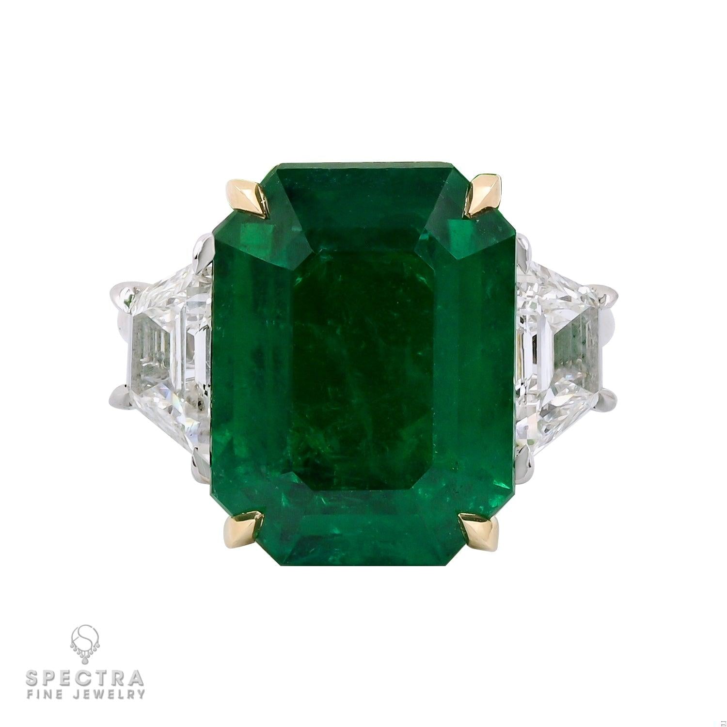 Spectra Fine Jewelry 11.68 ct. Emerald Diamond Three-Stone Engagement Ring