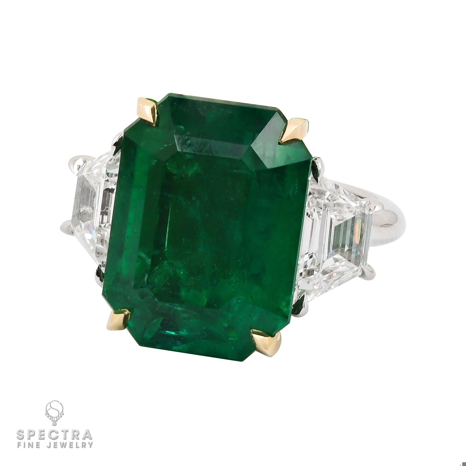 Spectra Fine Jewelry 11.68 ct. Emerald Diamond Three-Stone Engagement Ring