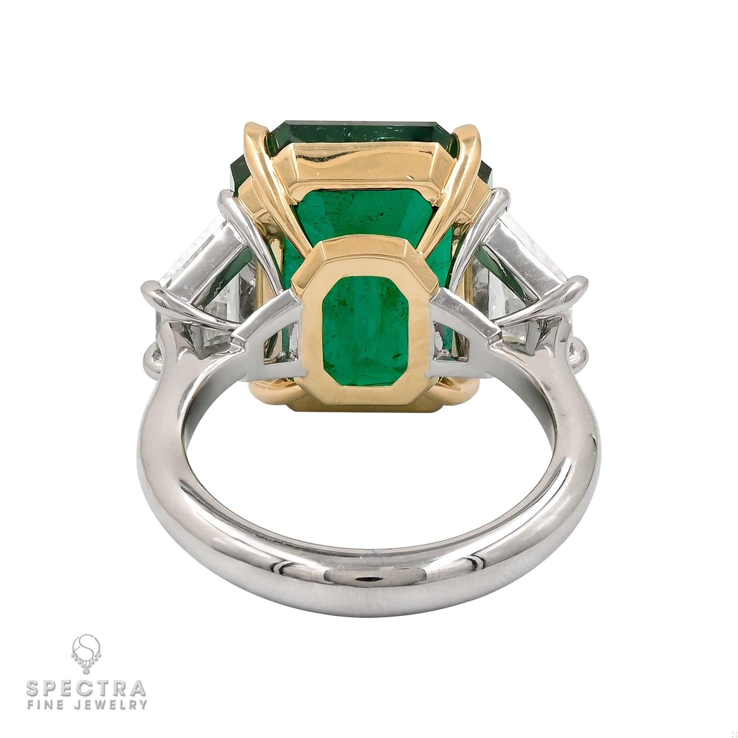 Spectra Fine Jewelry 11.68 ct. Emerald Diamond Three-Stone Engagement Ring