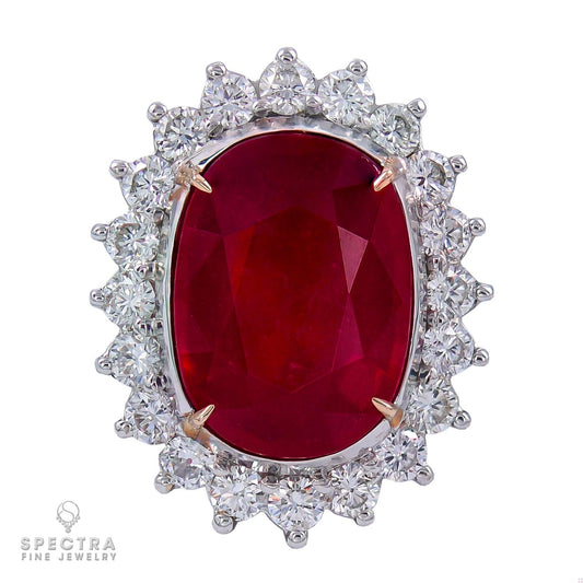 Spectra Fine Jewelry 12.63 ct. Oval Ruby Diamond Cocktail Engagement Ring