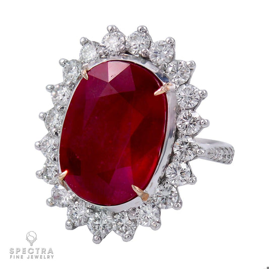 Spectra Fine Jewelry 12.63 ct. Oval Ruby Diamond Cocktail Engagement Ring
