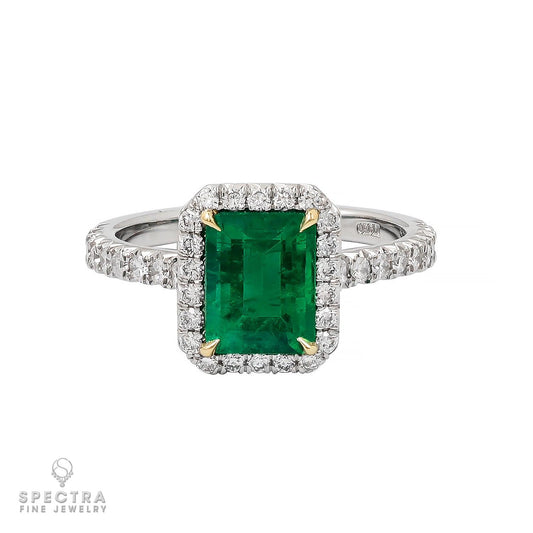 Spectra Fine Jewelry 1.47ct Colombian Emerald Diamond Ring