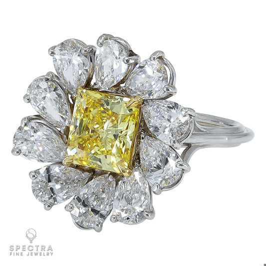 Spectra Fine Jewelry 1.47ct Yellow Diamond Halo Pinwheel Engagement Ring