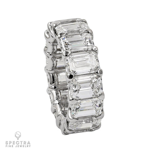 Spectra Fine Jewelry 15.47 Carats Emerald Cut Diamond Eternity Ring