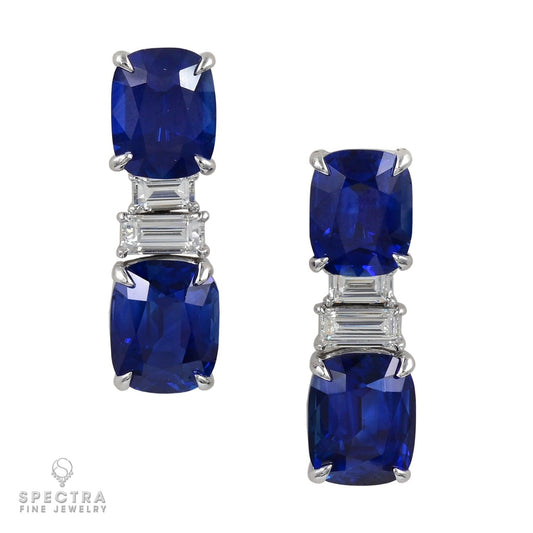 Spectra Fine Jewelry 16.38 cts. Ceylon Sapphire Diamond Earrings
