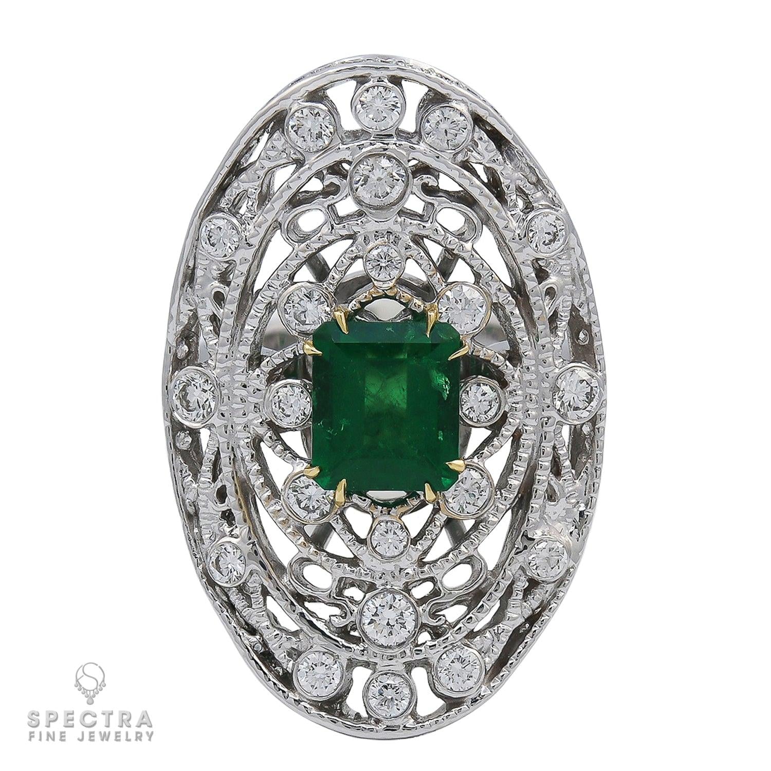 Spectra Fine Jewelry 2.18 ct. Colombian Emerald Diamond Cocktail Ring