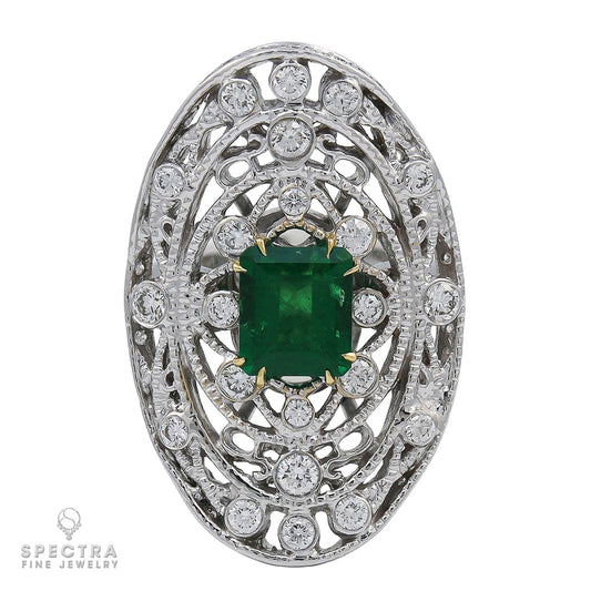 Spectra Fine Jewelry 2.18 ct. Colombian Emerald Diamond Cocktail Ring